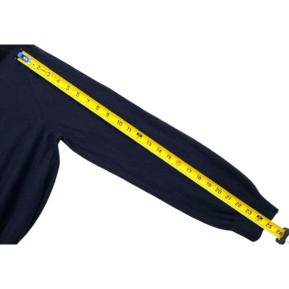 Banana Republic Navy Silk Cashmere V-Neck Sweater L Soft Luxe Classic Large - Picture 8 of 11